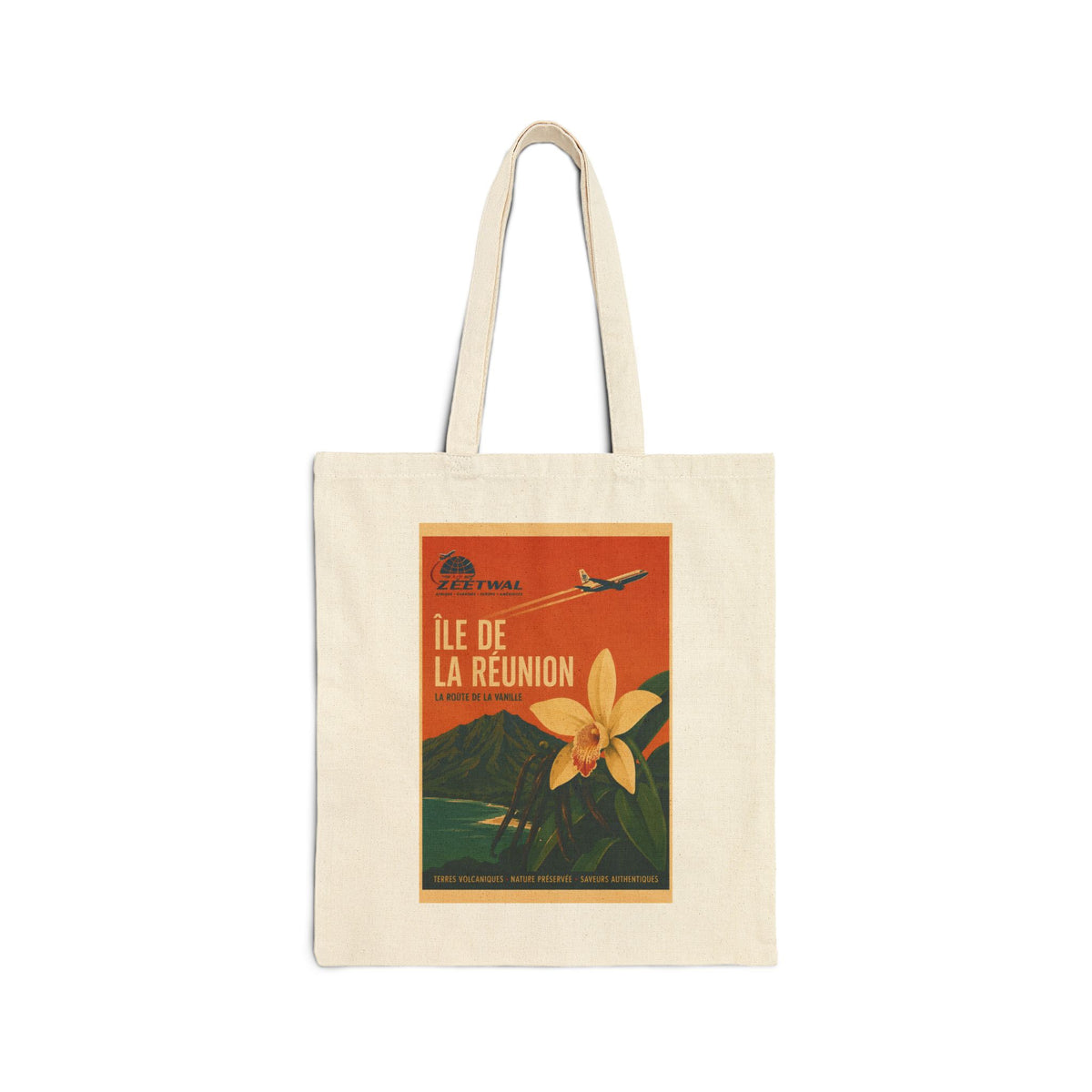 Île de la Réunion Vintage Travel Canvas Tote