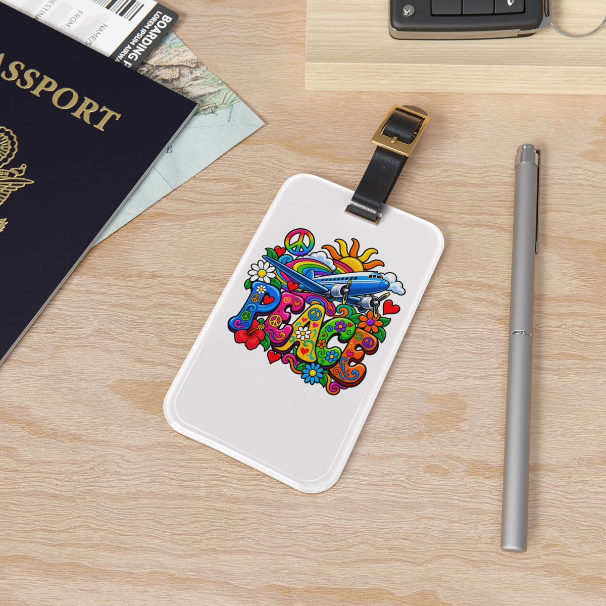 Peace - Retro Series -  Luggage Tag | travel airplane luggage ID tag