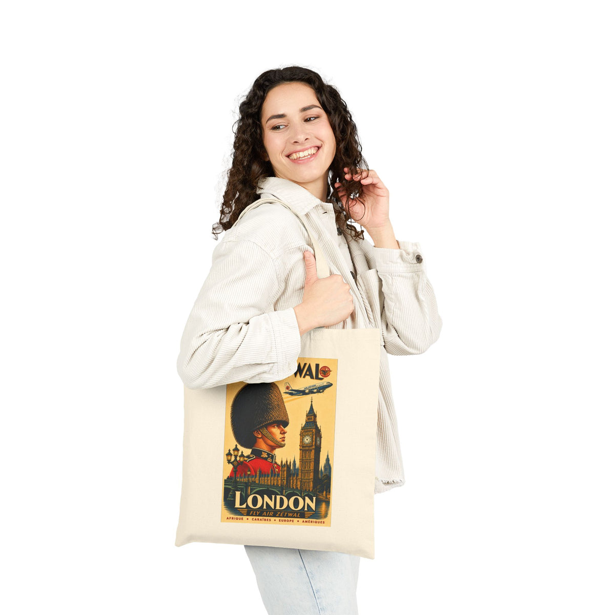 London England Vintage Travel Canvas Tote