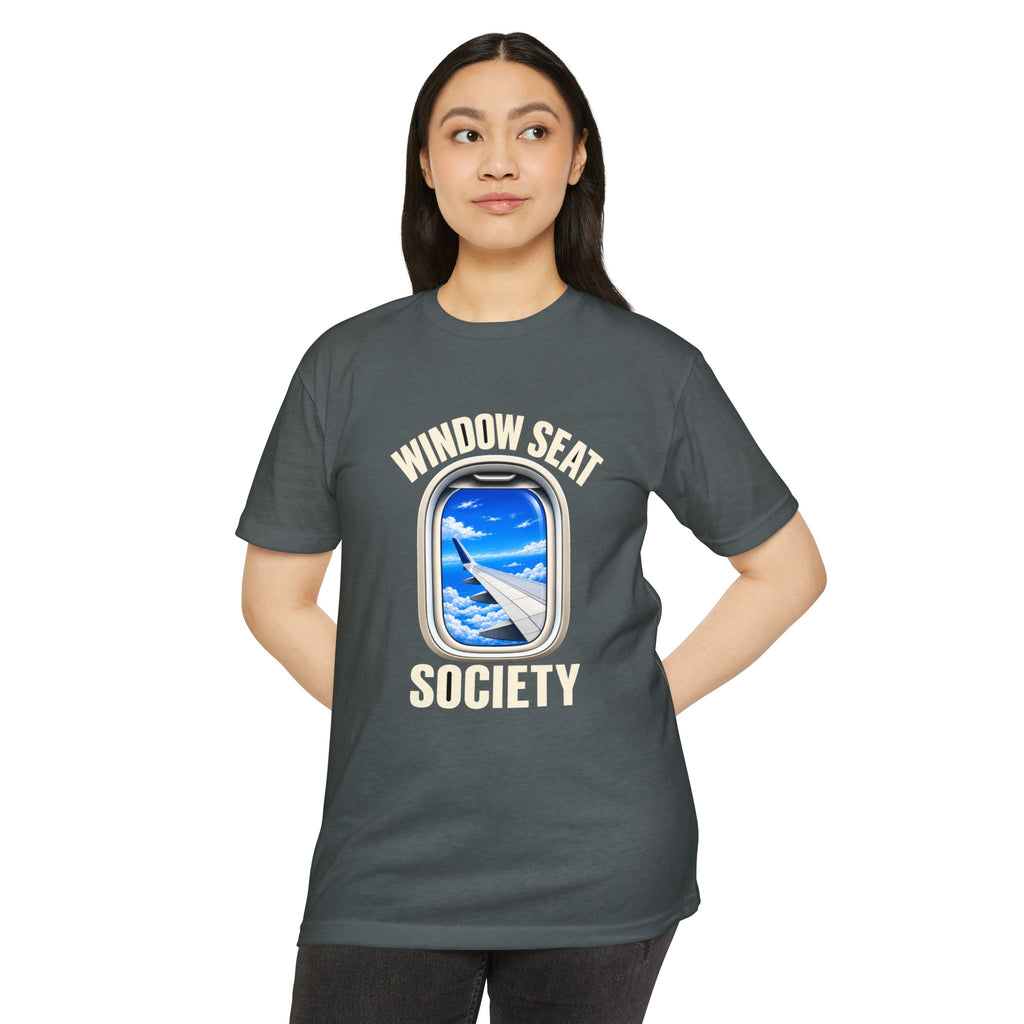 Blue Sky Window Seat Society T-Shirt — Retro Airplane Travel Tee