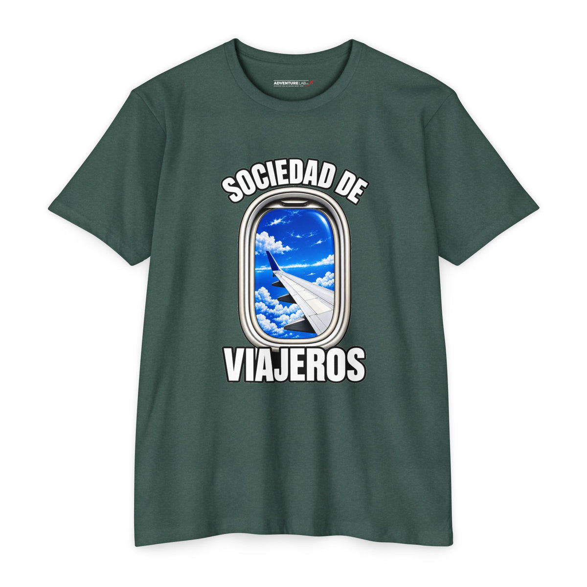 Sociedad de Viajeros Blue Sky Window Seat Society T-Shirt — Retro Airplane Travel Tee