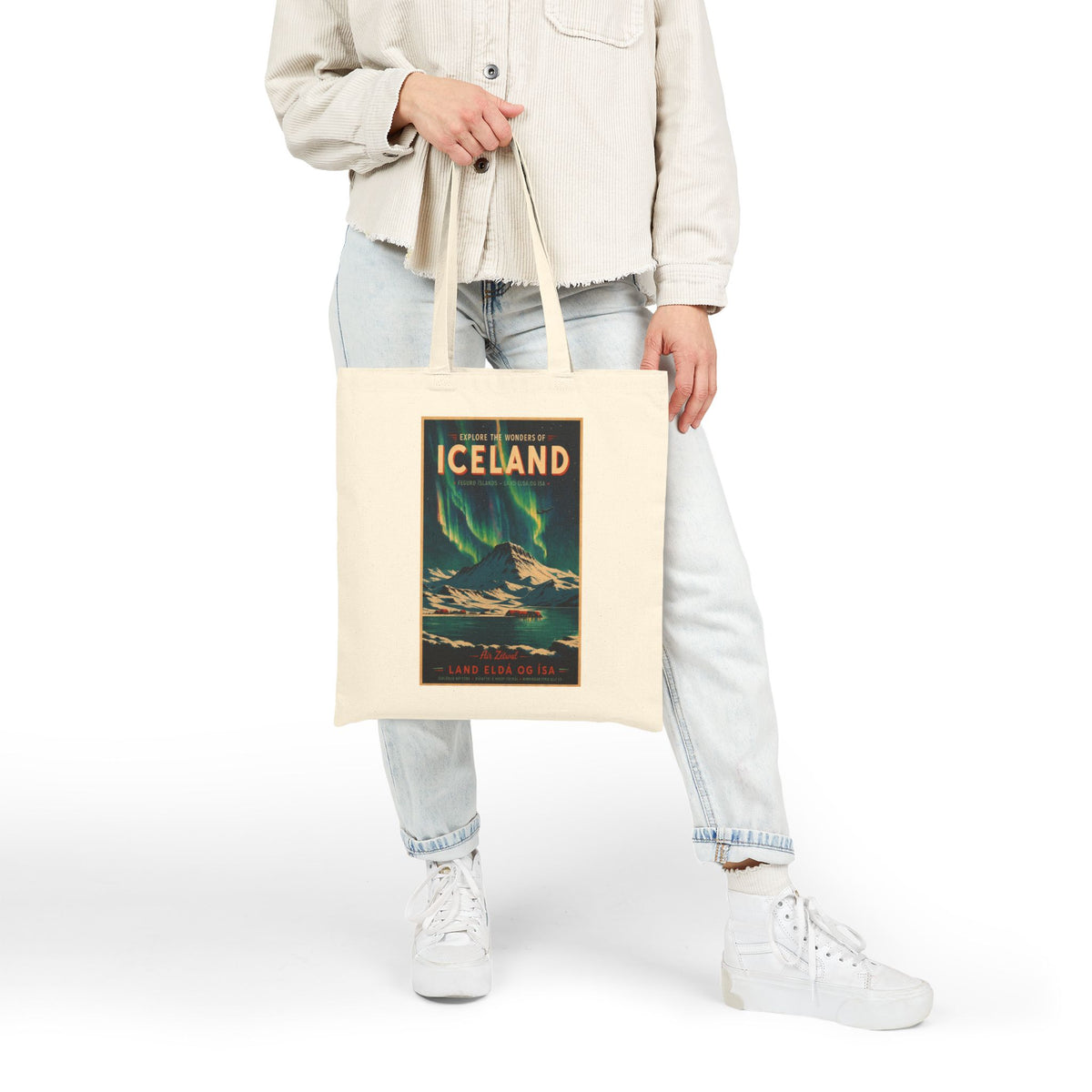 Iceland Vintage Travel Canvas Tote