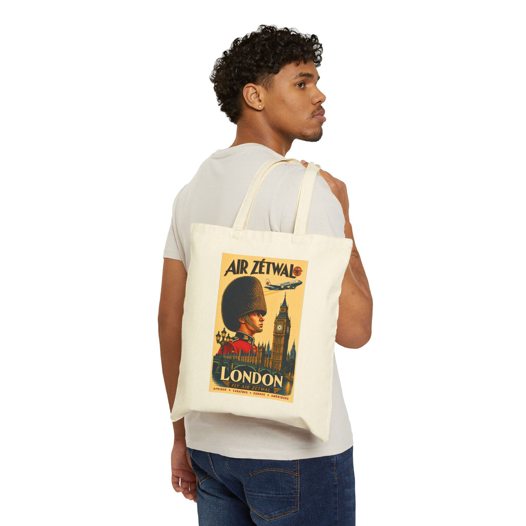 London England Vintage Travel Canvas Tote