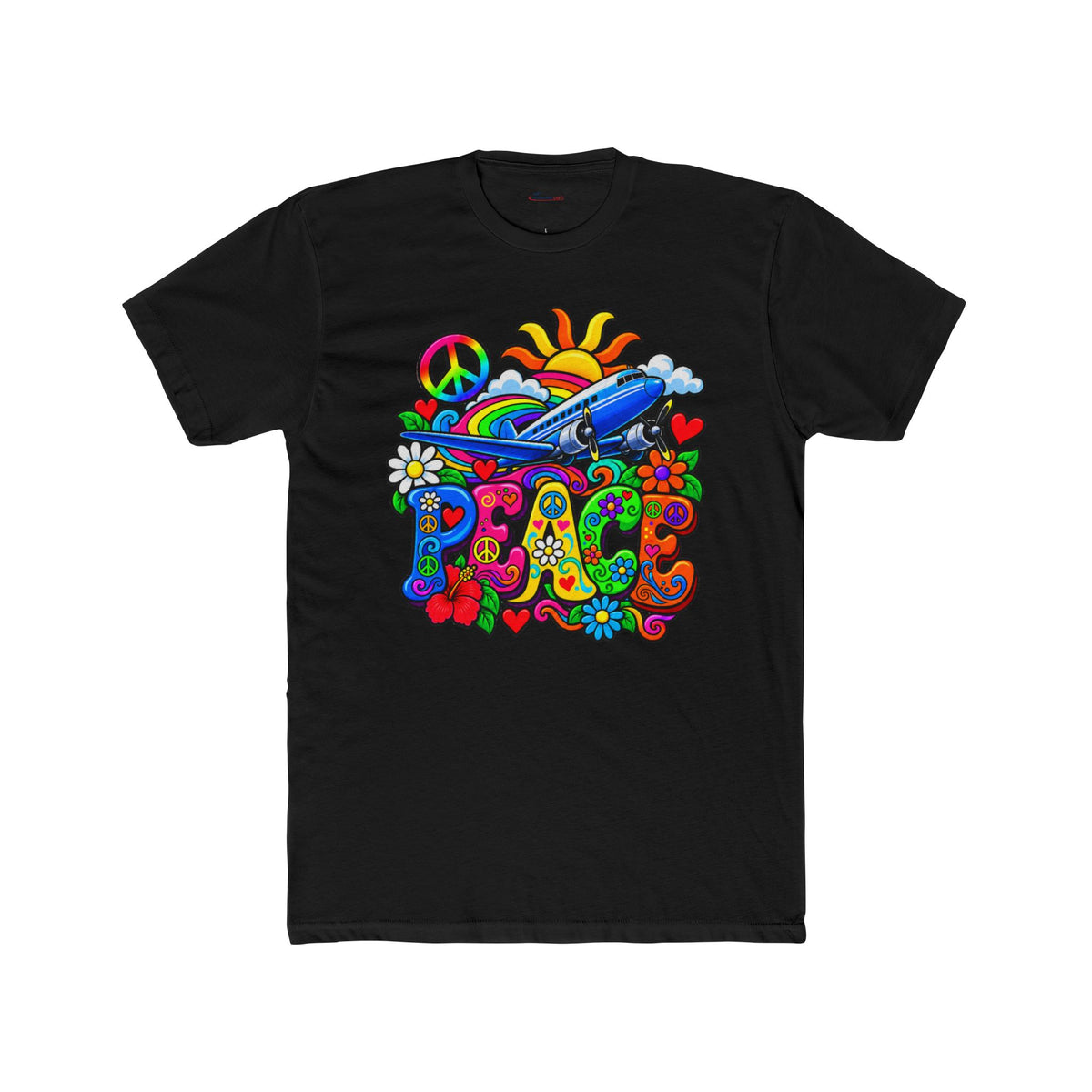 Peace Takes Flight Retro Graphic T-Shirt - plane