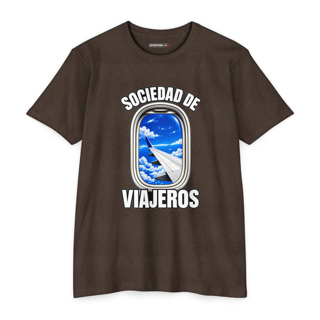 Sociedad de Viajeros Blue Sky Window Seat Society T-Shirt — Retro Airplane Travel Tee
