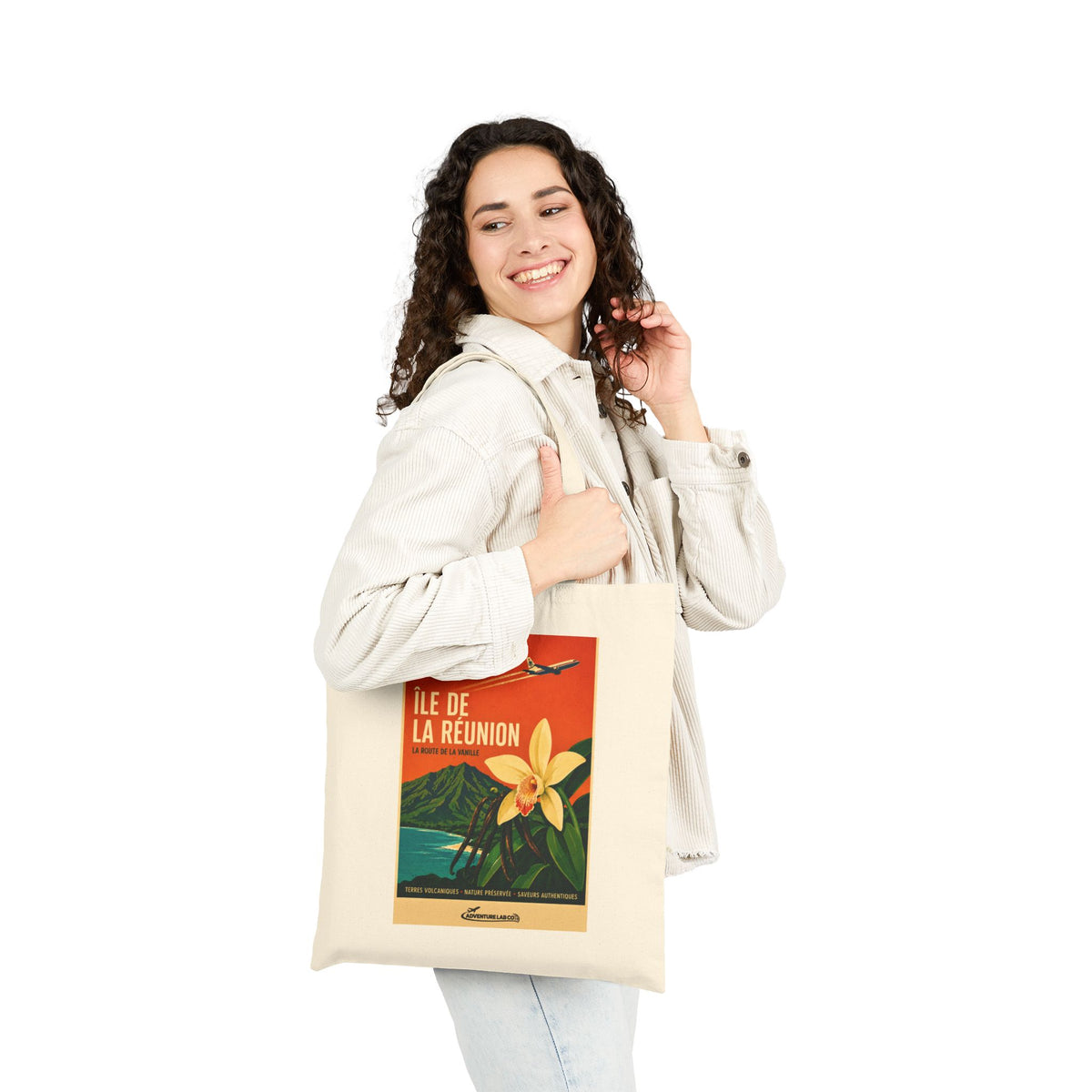Île de la Réunion Vintage Travel Canvas Tote