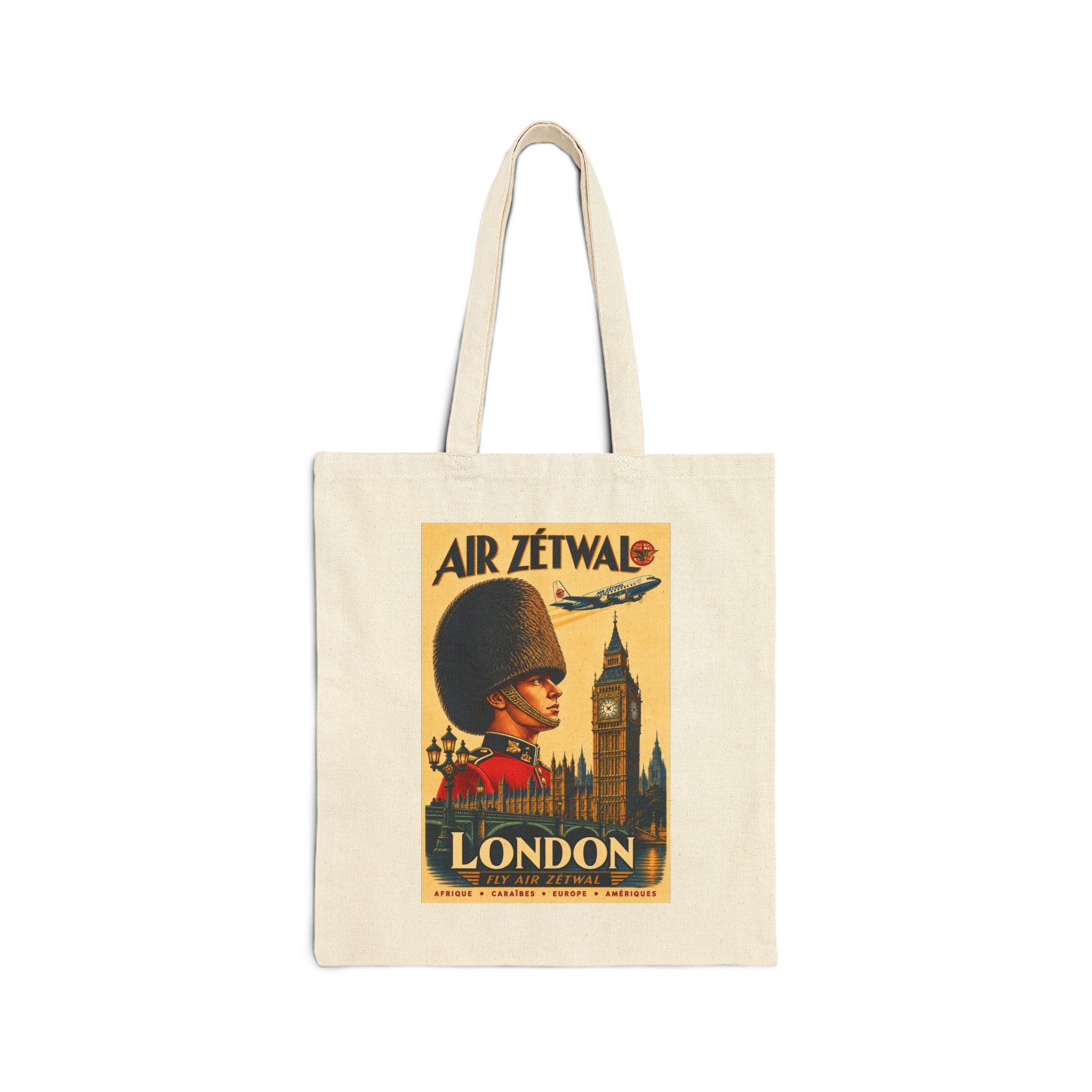 London England Vintage Travel Canvas Tote