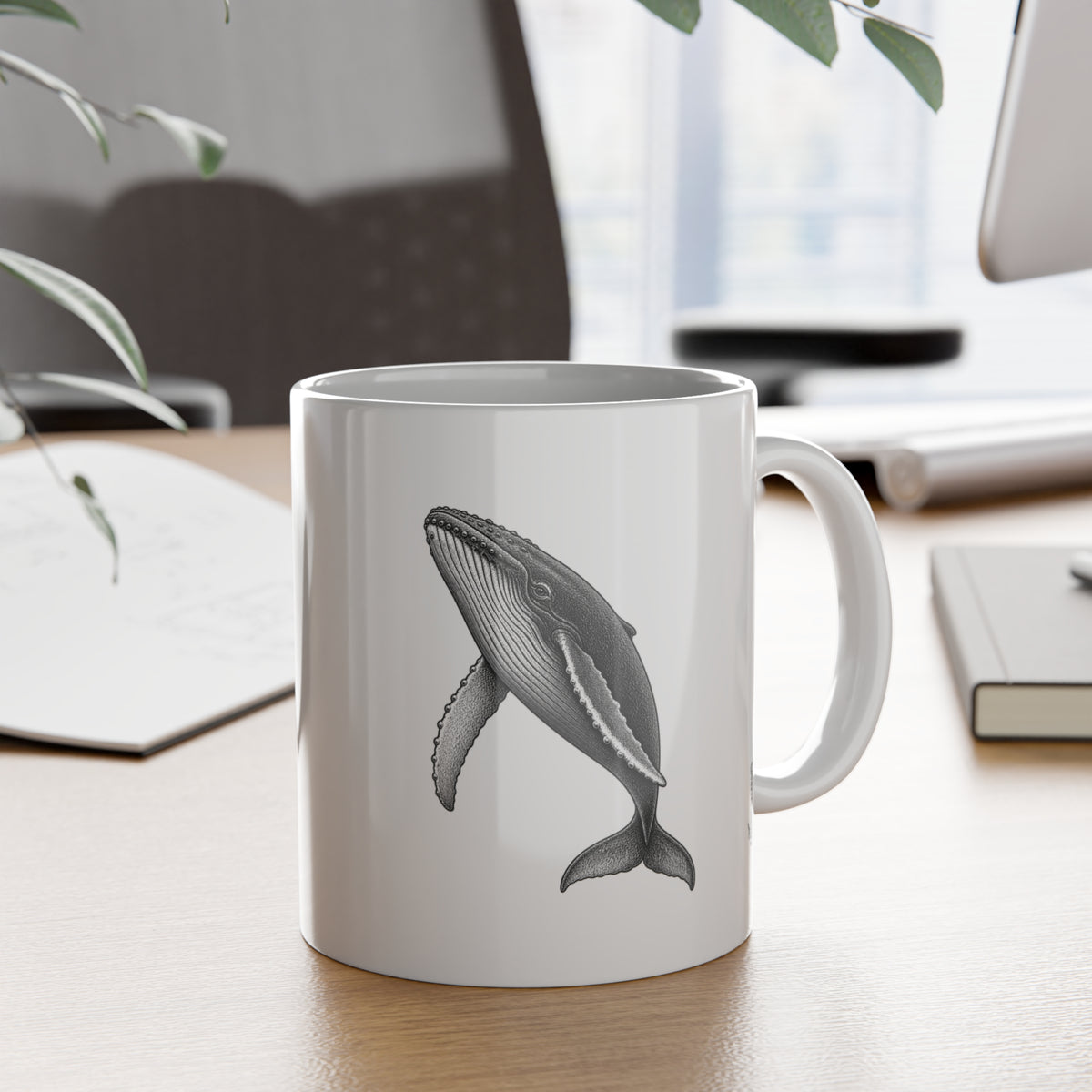 The Whale | Black & White Wildlife Illustration Mug