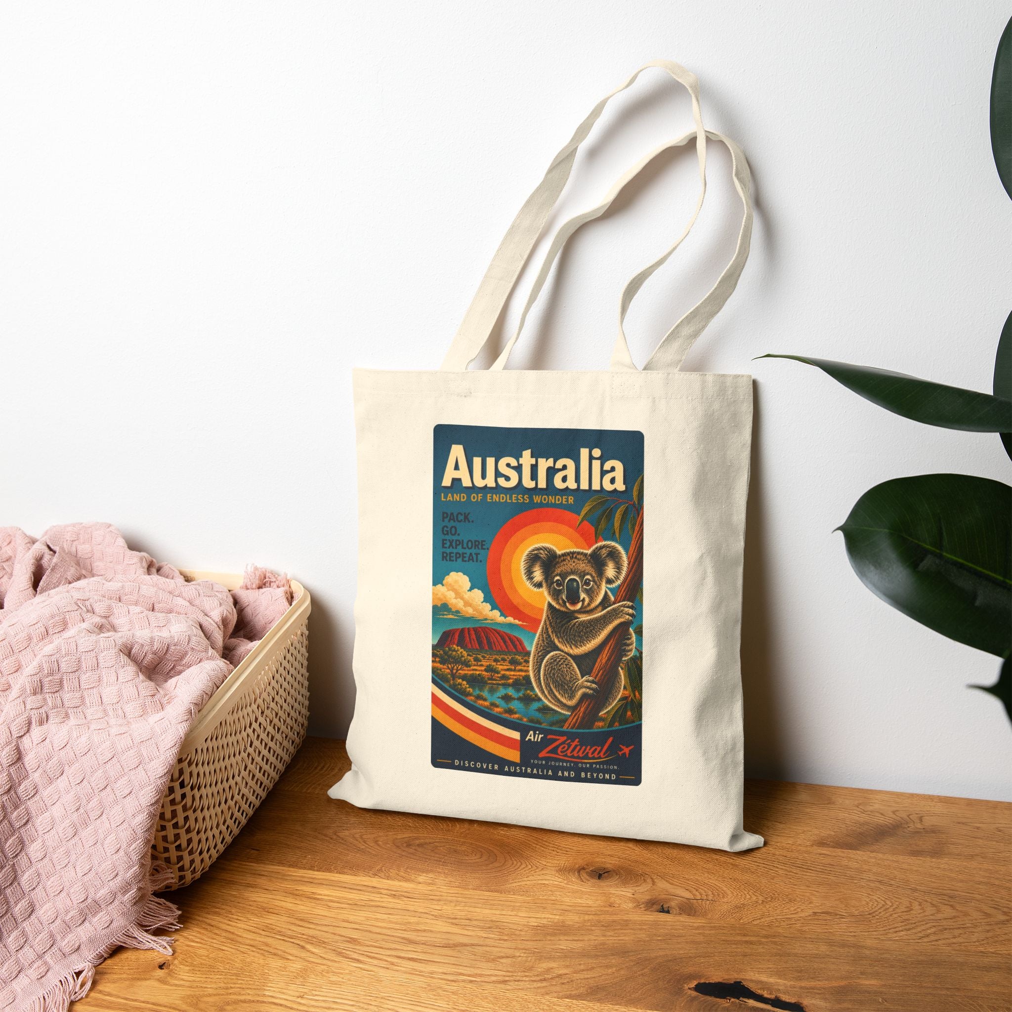 Australia Koala Vintage Travel Canvas Tote