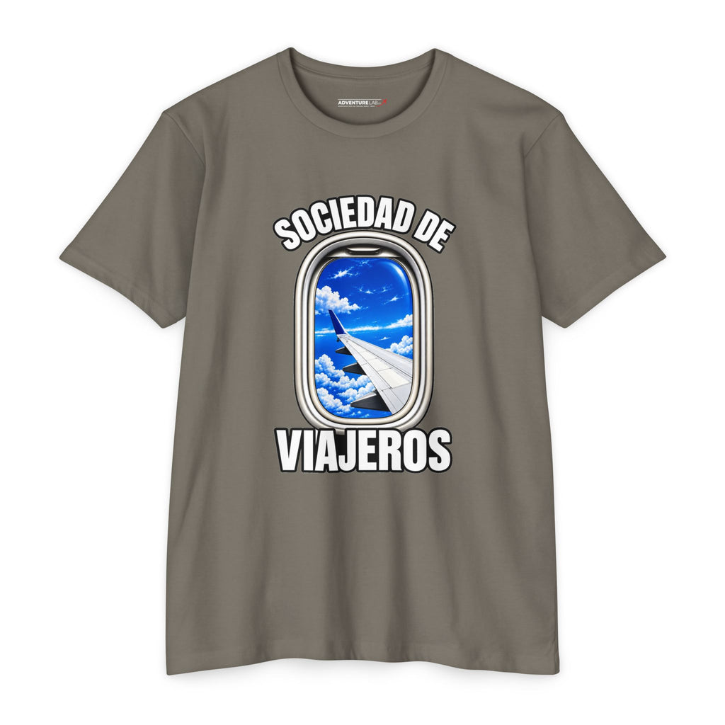 Sociedad de Viajeros Blue Sky Window Seat Society T-Shirt — Retro Airplane Travel Tee