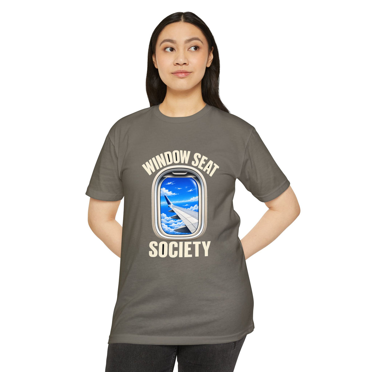 Blue Sky Window Seat Society T-Shirt — Retro Airplane Travel Tee
