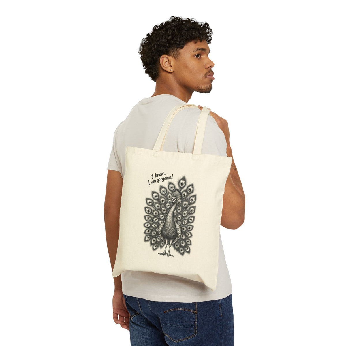 Peacock -Tote Bag - Cheeky Series | Canvas Travel Tote