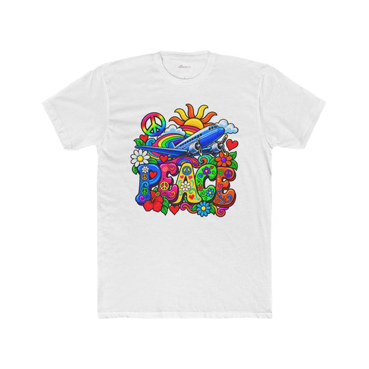 Peace Takes Flight Retro Graphic T-Shirt - plane