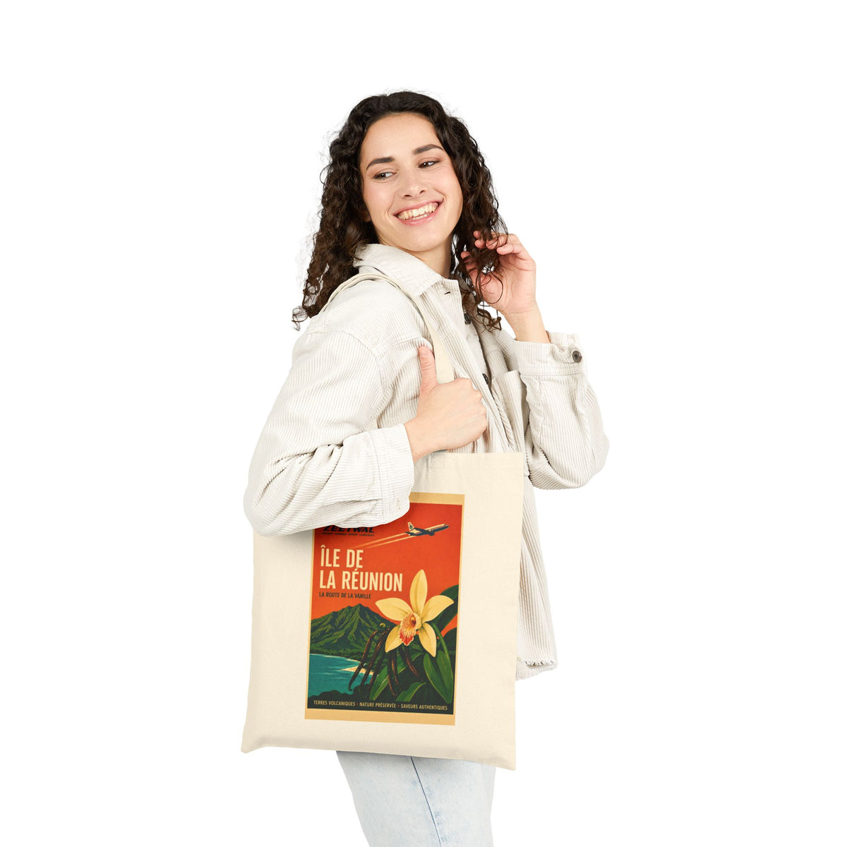 Île de la Réunion Vintage Travel Canvas Tote