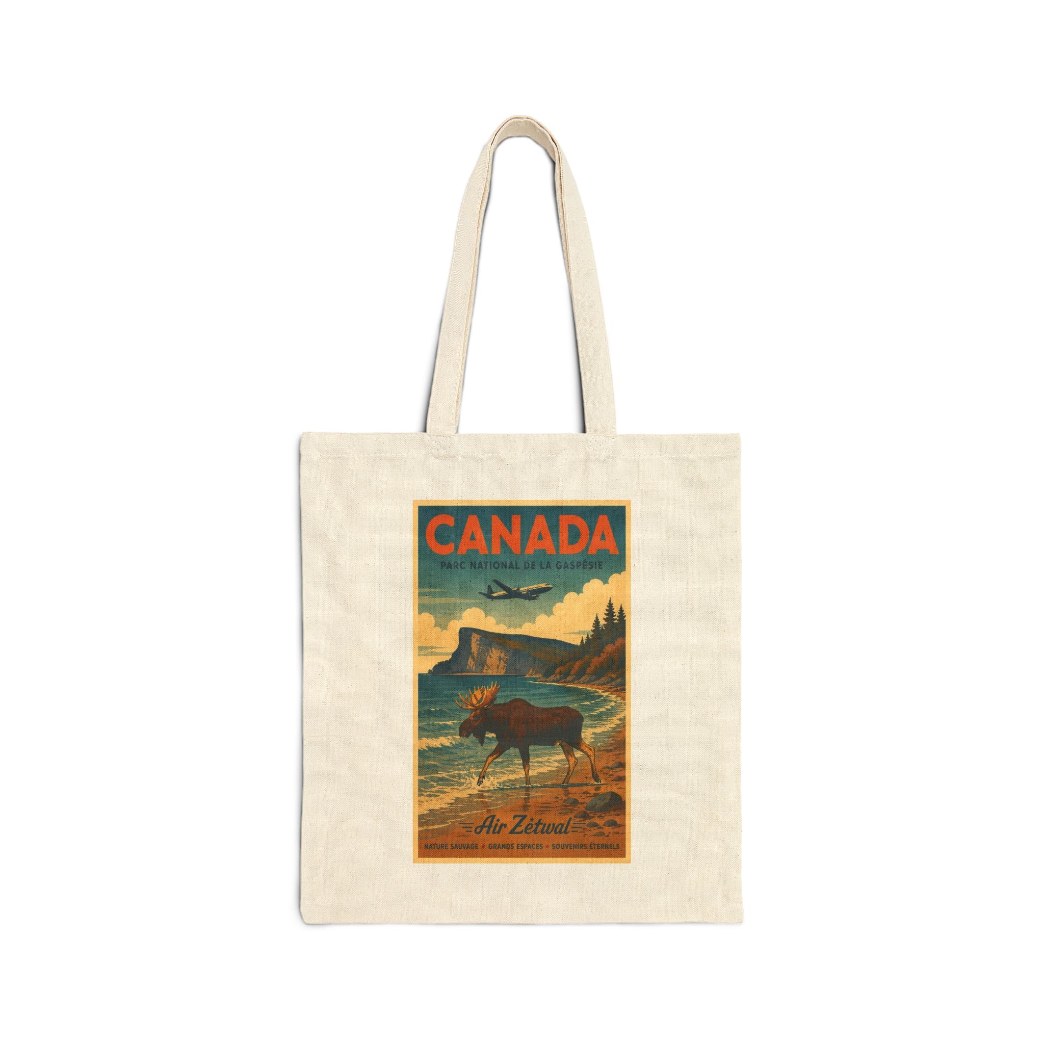 Canada Moose Vintage Travel Canvas Tote