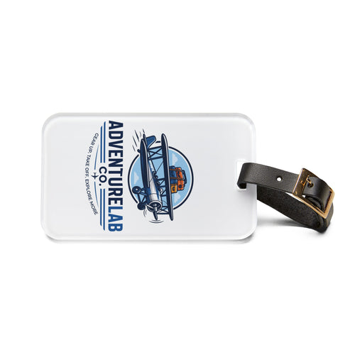 AdventureLab biplane logo Luggage Tag | travel airplane luggage ID tag