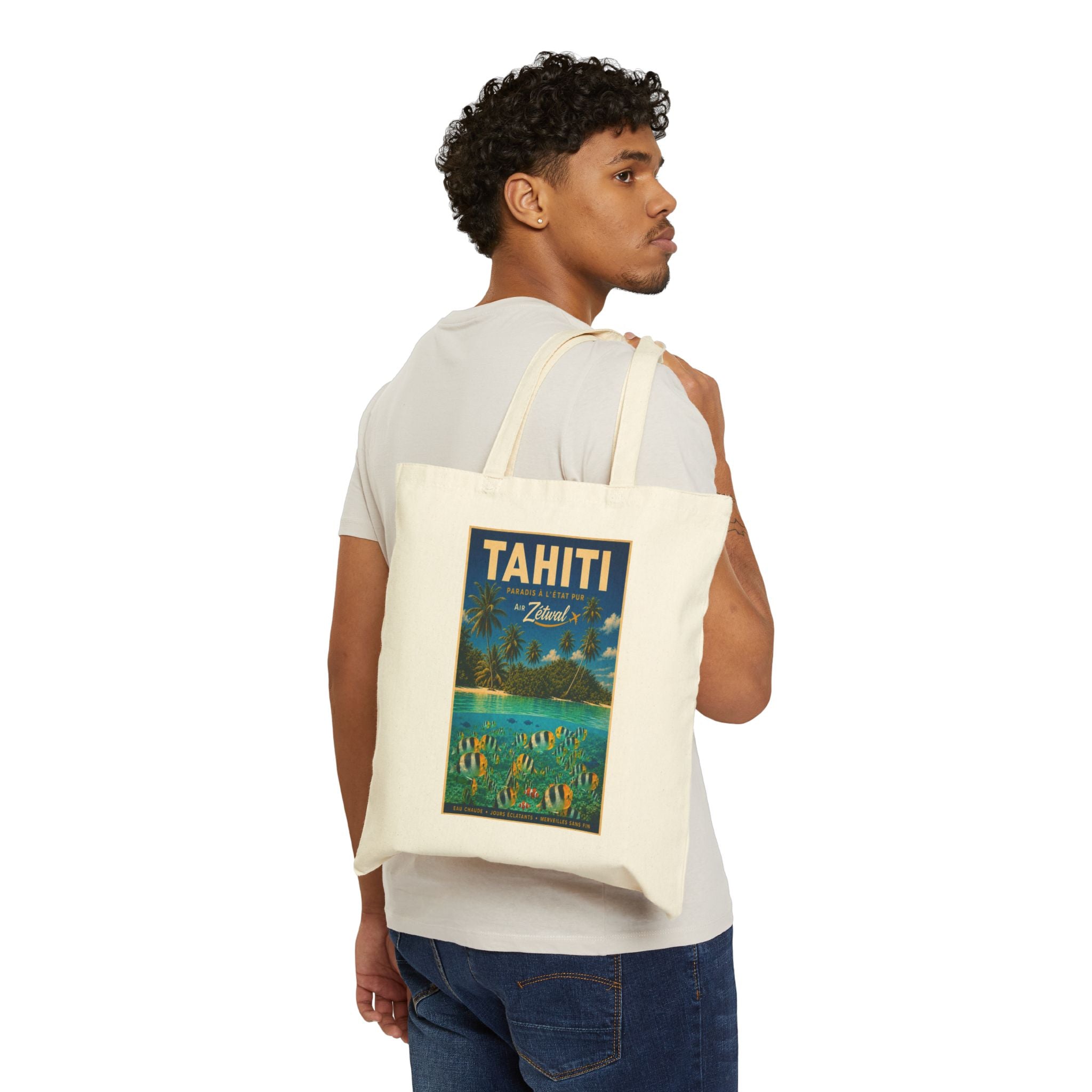 Tahiti Vintage Travel Canvas Tote