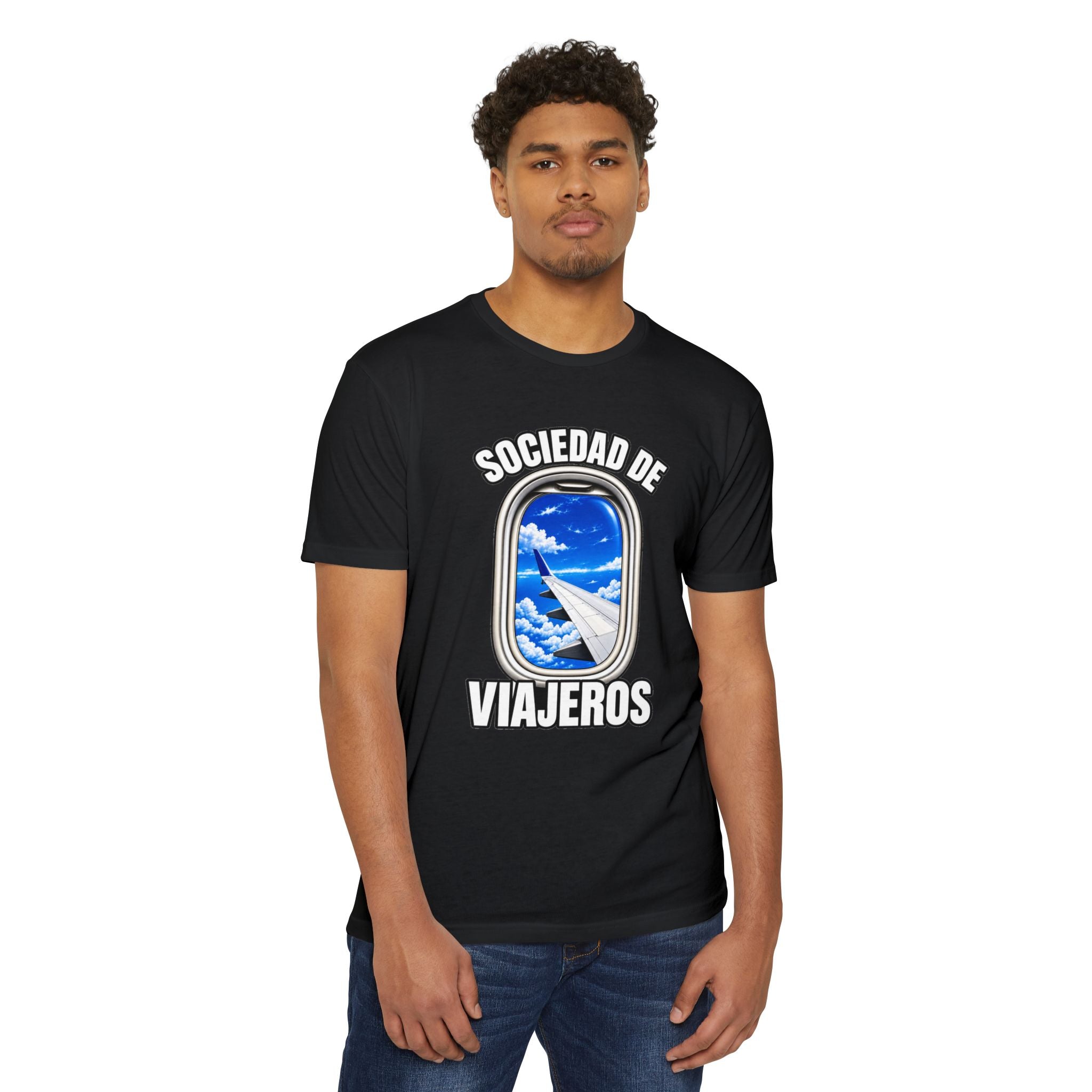 Sociedad de Viajeros Blue Sky Window Seat Society T-Shirt — Retro Airplane Travel Tee