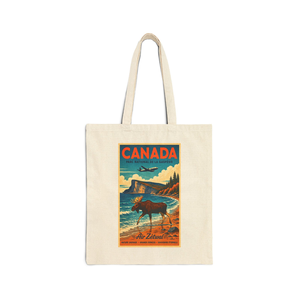 Canada Moose Vintage Travel Canvas Tote