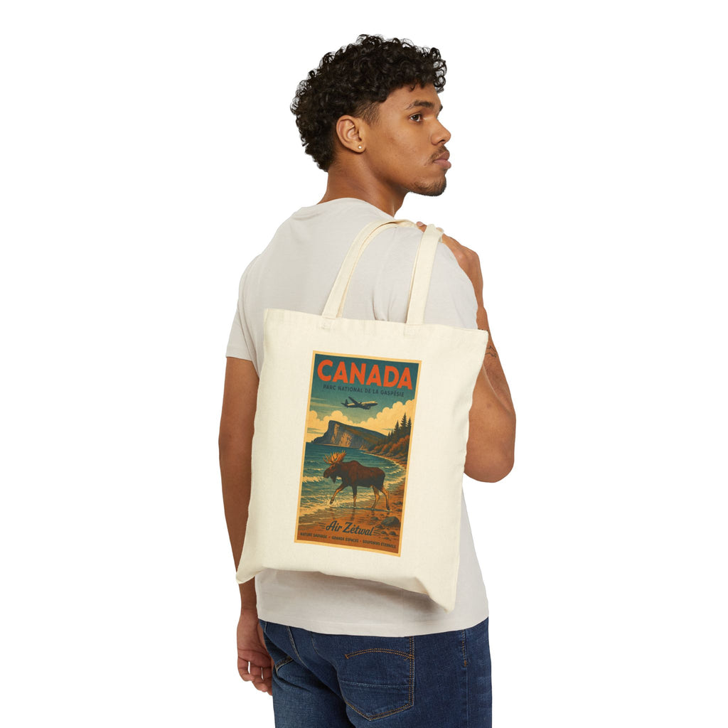 Canada Moose Vintage Travel Canvas Tote